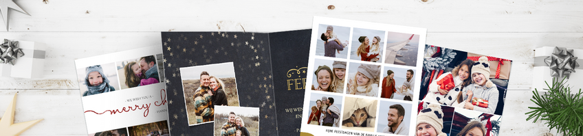 Kerstkaarten met fotocollage - 2018 kerstkaarten trends