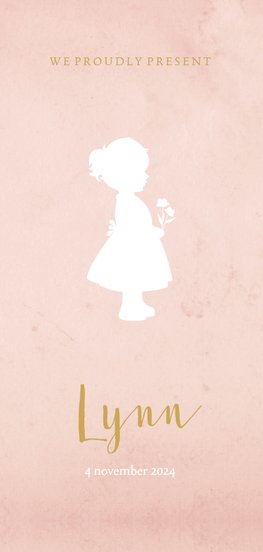 Langwerpig geboortekaartje voor een meisje