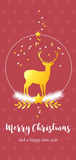 Langwerpige kerstkaart met hert