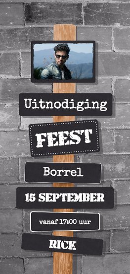 Stoere langwerpige uitnodiging