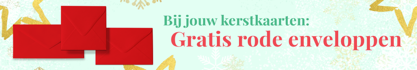 Kerstkaart met rode enveloppen en gratis proefdruk