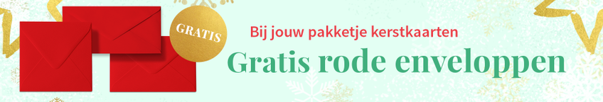 Kerstkaart met rode enveloppen en gratis proefdruk
